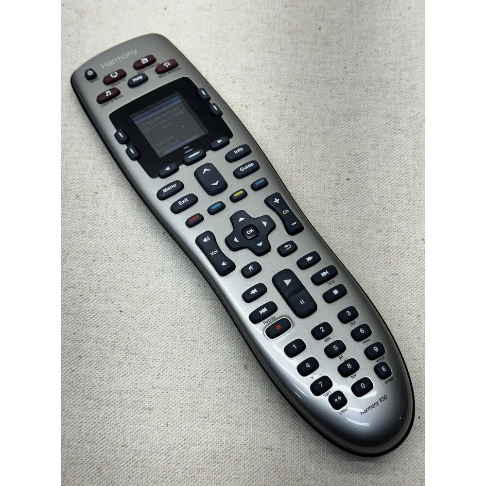 Logitech Harmony 650 Universal Remote Control IR LCD Silver. Works. Clean!